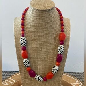 Colorful chunky acrylic beaded statement necklace faceted zebra beads